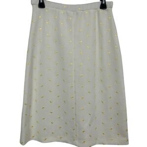 Talbott Travler Womens Knee Length Vintage Ivory Embroidered Pull On Skirt 8